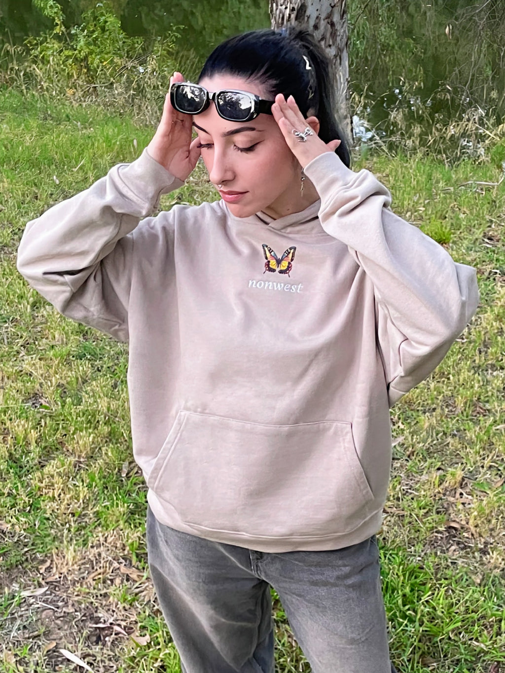 Hoodie Butterfly Taupe
